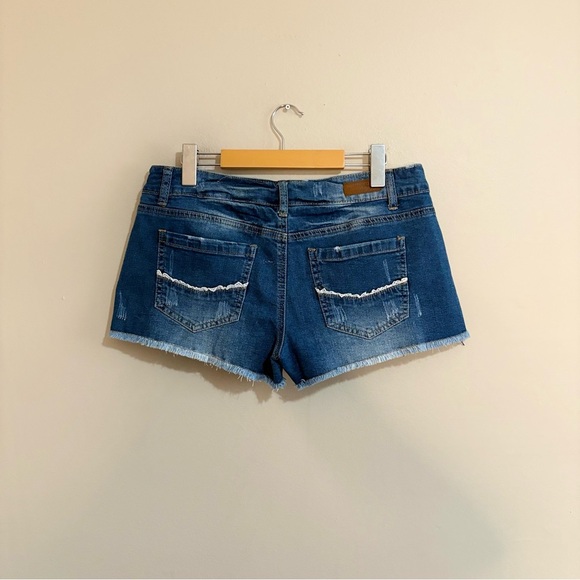 Vintage Y2K Low Rise Denim Skort Button Up Front Frayed - Picture 9 of 15